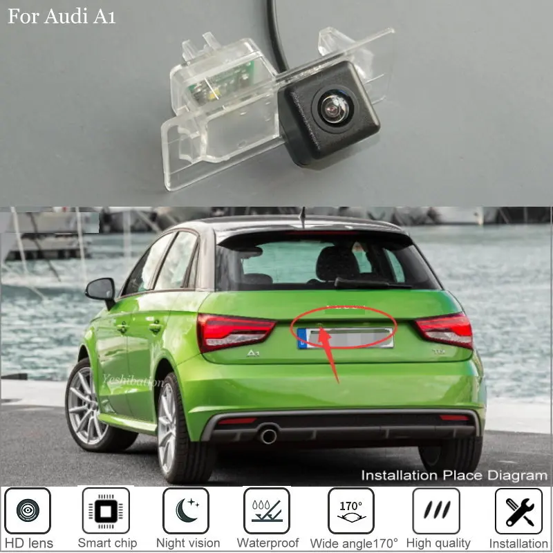 Фото Автомобильная парковочная камера для Audi A1 a1 2010 2012 2013 2014 2016 2017 3D 5D камера заднего вида/камера с лампой номерного знака №1