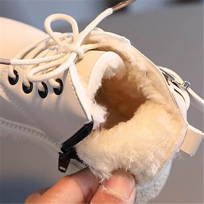 Kids Leather Chelsea Boots Waterproof Children Ankle Boots Boy Girls Inner Plush Boots Toddler Snow Shoe