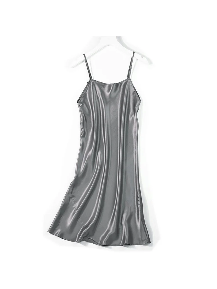 SuyaDream Silk Sleep Dress 100%REAL SILK Women Healthy Solid Spaghetti Strap Mini Dresses 2022 Summer Sleepdress White Pink