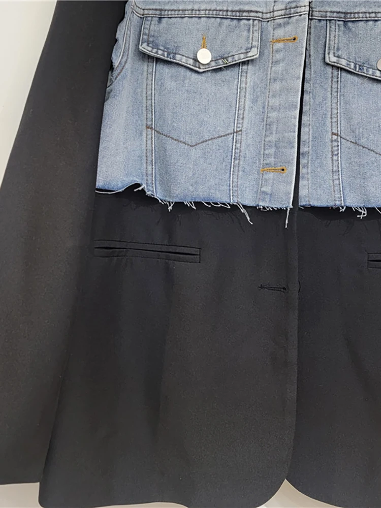 Женский Джинсовый блейзер DEAT однобортный пиджак свободного покроя в стиле