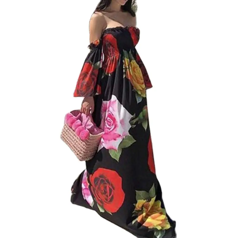 

Sexy Party Dress Women Sweet 3D Cutting Maxi Dress Bandeau Off Shoulder Summer Dress Elegant Party