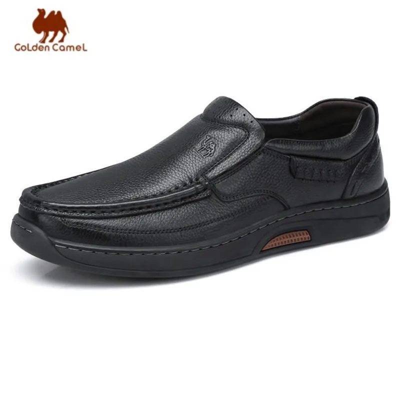 

Goldencamel Men's Shoes Casual Soft Loafers Genuine Leather Shoes Comfortable With Fur High Elastic Luxury Shoes for Men 2022