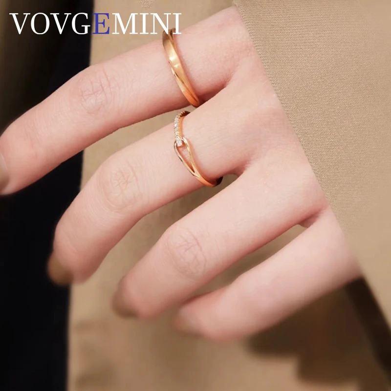 

VOVGEMINI Diamond Wedding Rings Band 18k Real Gold Jewelry Lock Circle Women Men Fashion Beautiful Proposal Gift For Lovers
