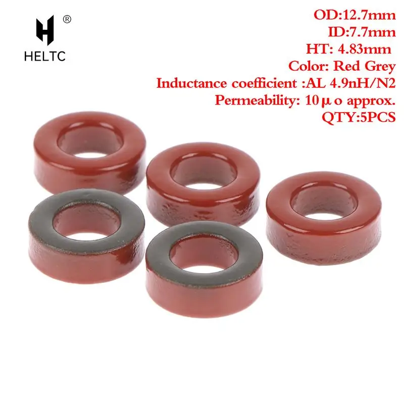 

5 шт., магнитное кольцо с красным сердечником, 13*7,5*5 мм, 4.9 нГн/N2