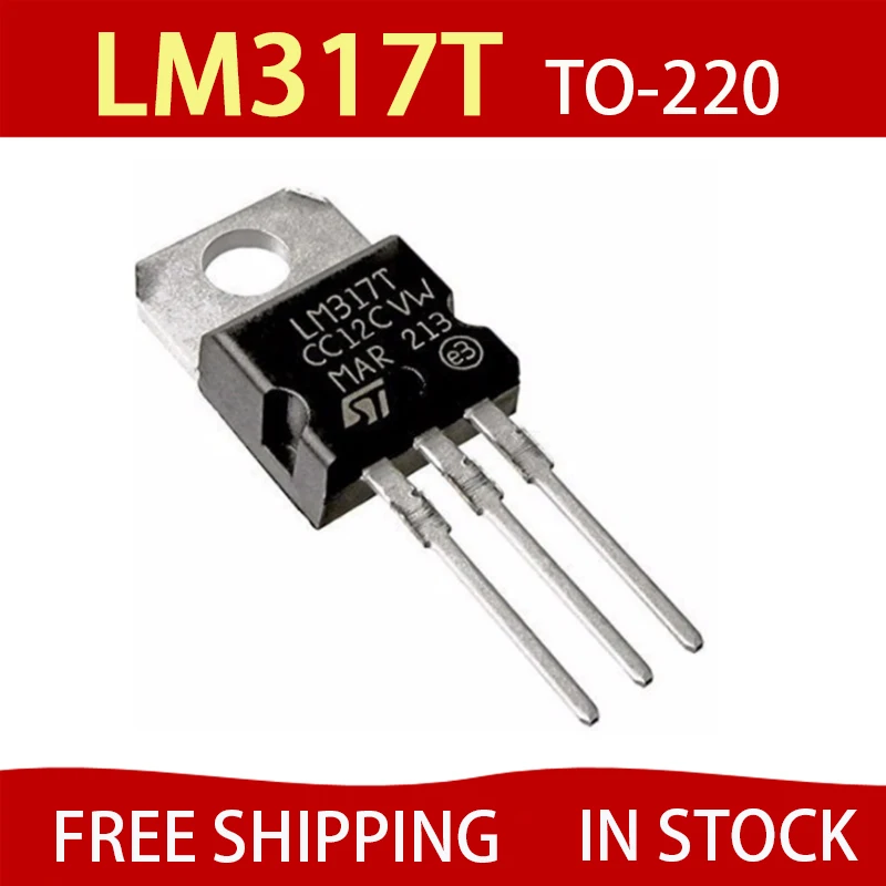 

100pcs LM317T LM317 TO-220 Voltage Regulator IC 1.2V to 37V 1.5A IC