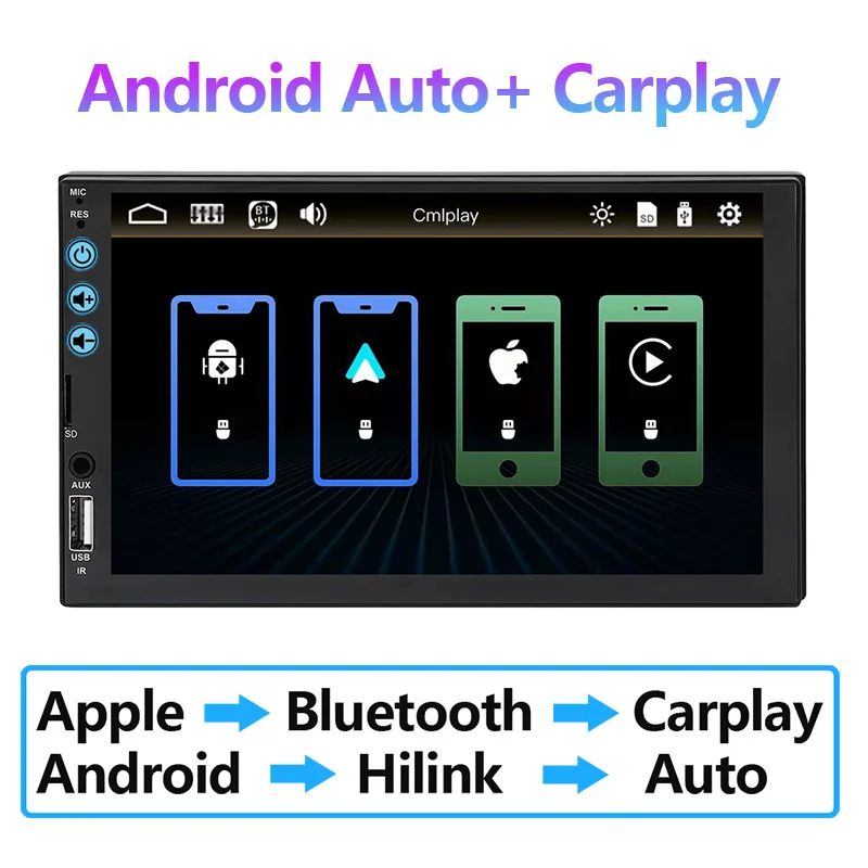Авторадио автомобильный MP5 плеер Apple Carplay Android сенсорный экран MirrorLink