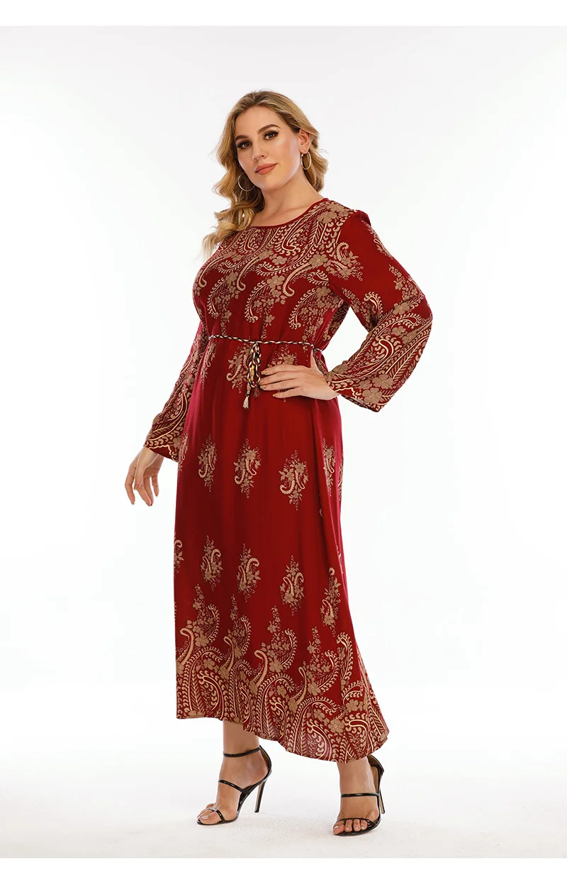 

Spring and Summer New European and American Popular Loose Large Size Dress Long Skirt Fat Beauty Slim Loose Comfortable Round Ne