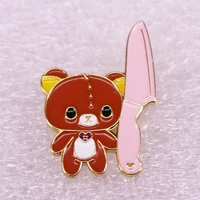 panda and knife jewelry gift pin wrap garment lapel fashionable creative cartoon brooch lovely enamel badge clothing accessories