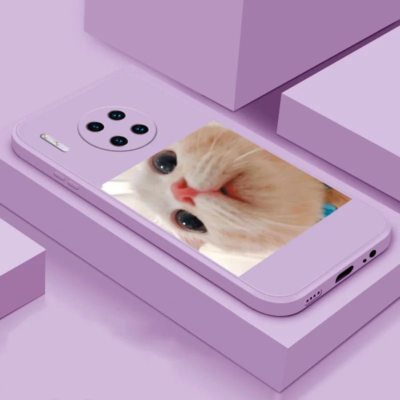 

Phone Case For Huawei Mate 30 Pro Mate 40 Pro Plus Soft TPU silicone phone Sheel cute animal Cat back cover phone case