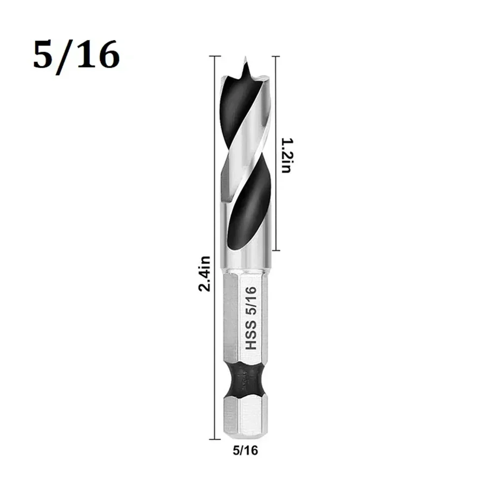 

1 шт., 1/4 дюйма, трехточечное деревообрабатывающее сверло с шестигранным хвостовиком, быстросменное 3-точечное сверло 3/32 дюйма, 1/8 дюйма, 3/16 дюйма