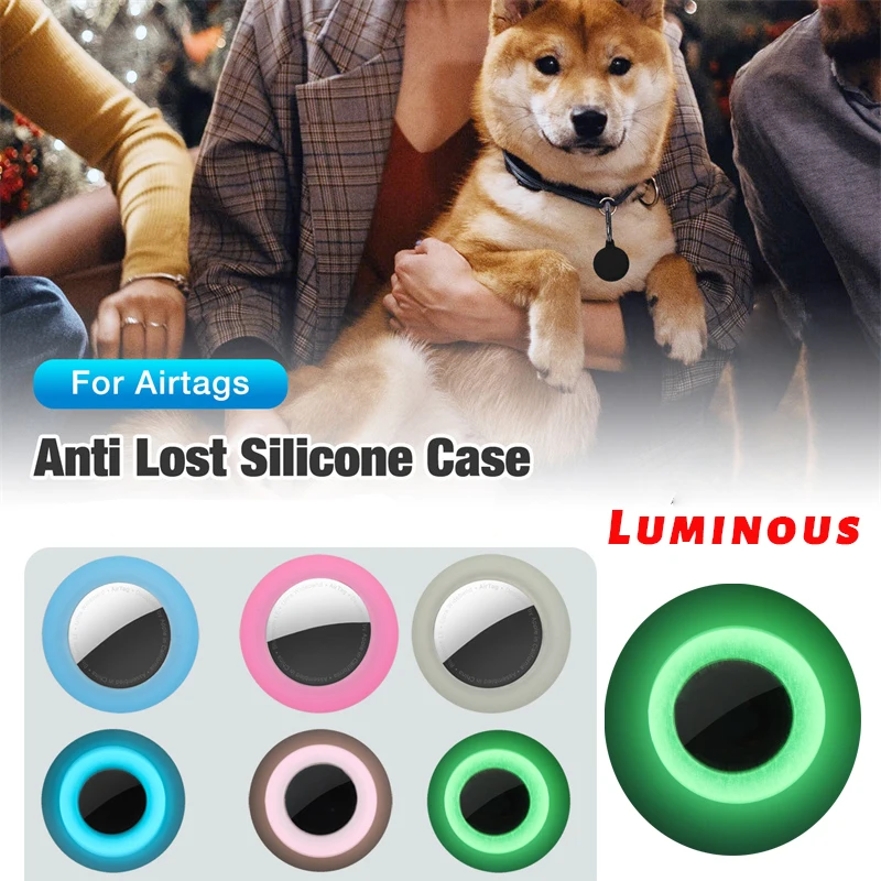 

1Pcs For Apple Airtag Case Dog Cat Collar GPS Finder Colorful Luminous Protective Silicone Case For Apple Air Tag Tracker Case