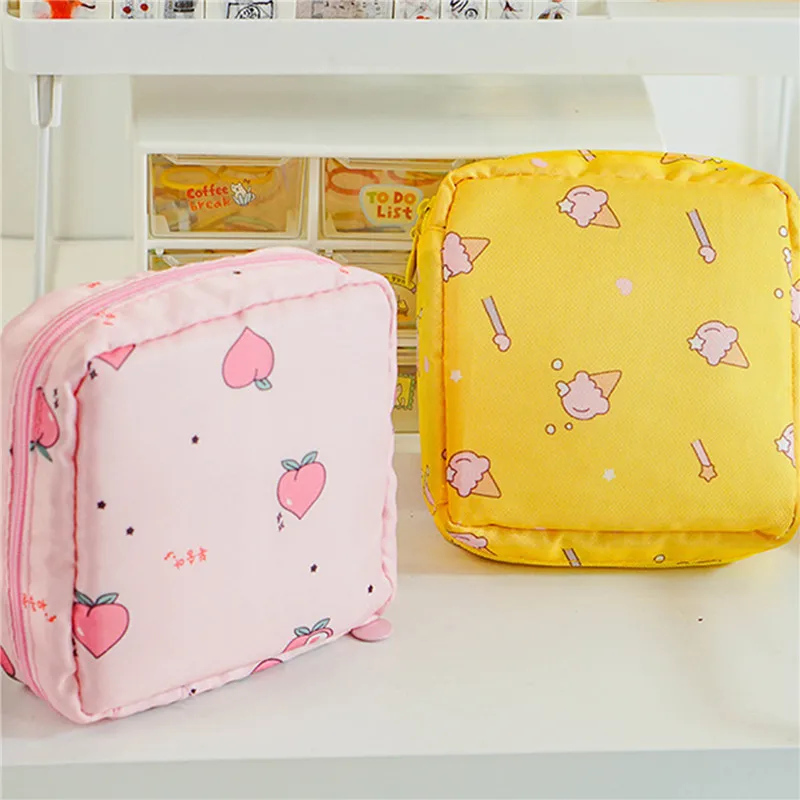 

Storage Female Hygiene Sanitary Napkins Package High Quality Cute Kawaii Storage Bag Simple Cartoon Purse Case