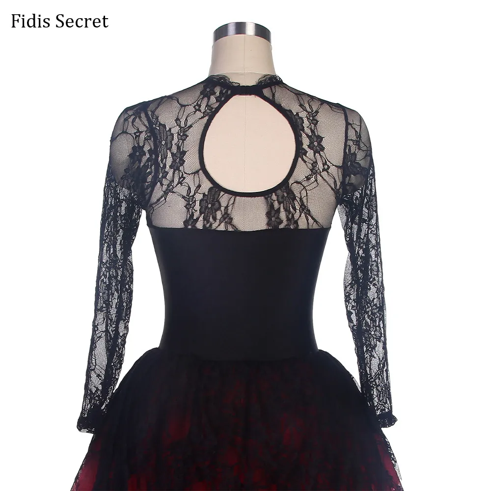 Женская Черная кружевная + красная фатиновая юбка романтичная балетная пачка