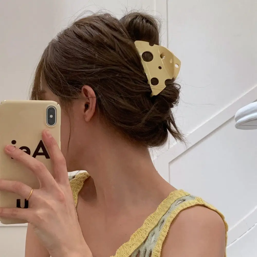 

Acetic Acid Cheese Acetate Hair Claw Cute Y2k Hair Clip Headdress Hollow Wash Face