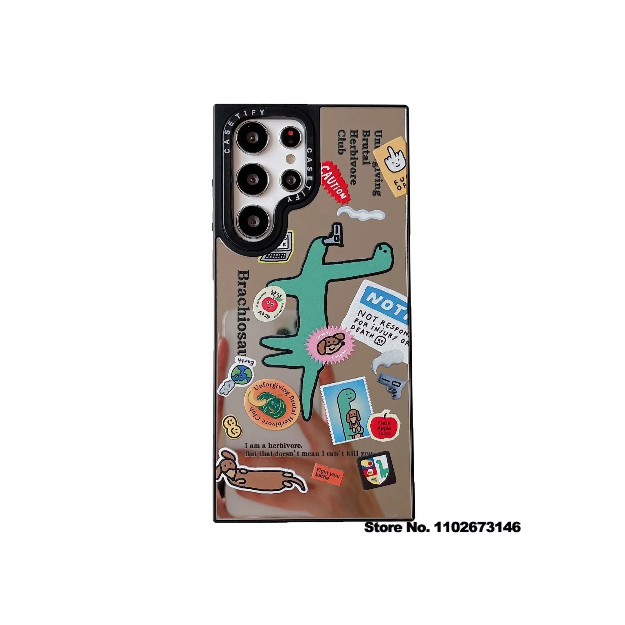 

Зеркальный чехол CASETIFY с динозавром для телефона Samsung A12 A13 S20FE S23 S22 S21 Plus S22, ультра модный мультяшный противоударный чехол D0310