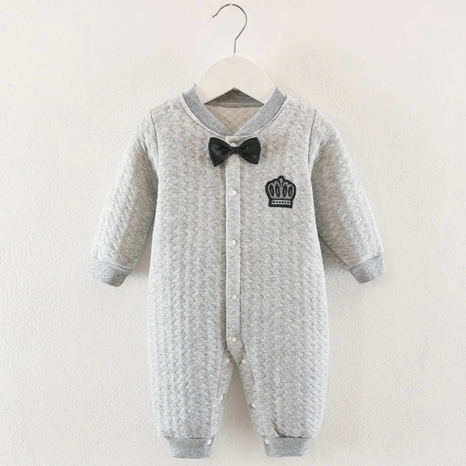 

Gentleman Jumpsuit Infant Newborn Boys Girls Long Sleeve Bow Tie Romper Playsuit Winter Fashion Bowknot Jumpsuit Romper 0-24M