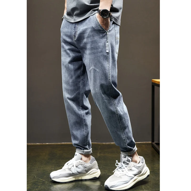 Men's Wear 2022 New Straight Loose Cylinder Jeans Vintage Elastic Force Comfortable Blue Harun Trousers Women Autumn and Winter