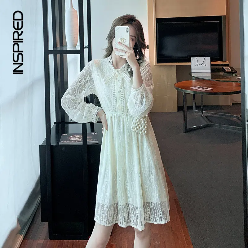 

Модное кружевное Сетчатое платье для женщин, весна-лето 2023, свободные дышащие платья с длинным рукавом для женщин, милое Повседневное платье Mdi