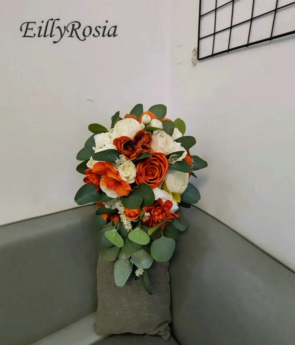 EillyRosia белый пион карамельного цвета смешанный каплевидный Свадебный букет на