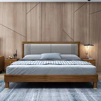 Private custom  All solid wood bed 1.8m double bed master bedroom economical bedroom soft lean wedding bed  bedroom set