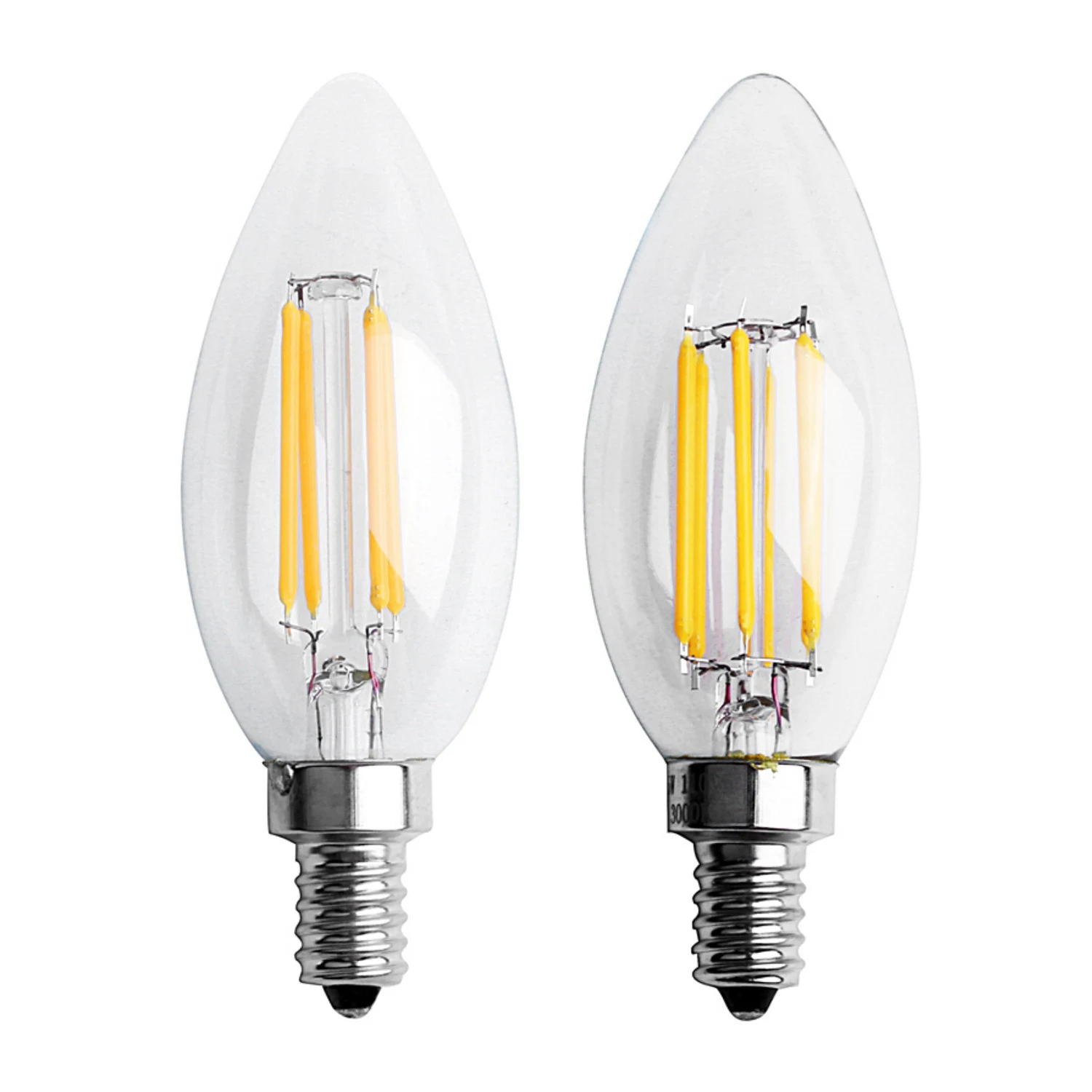 

2Pcs Dimmable E12 COB Edison Candle Flame Filament LED Light Bulb Lamp 10X3.5Cm - 4W & 6W
