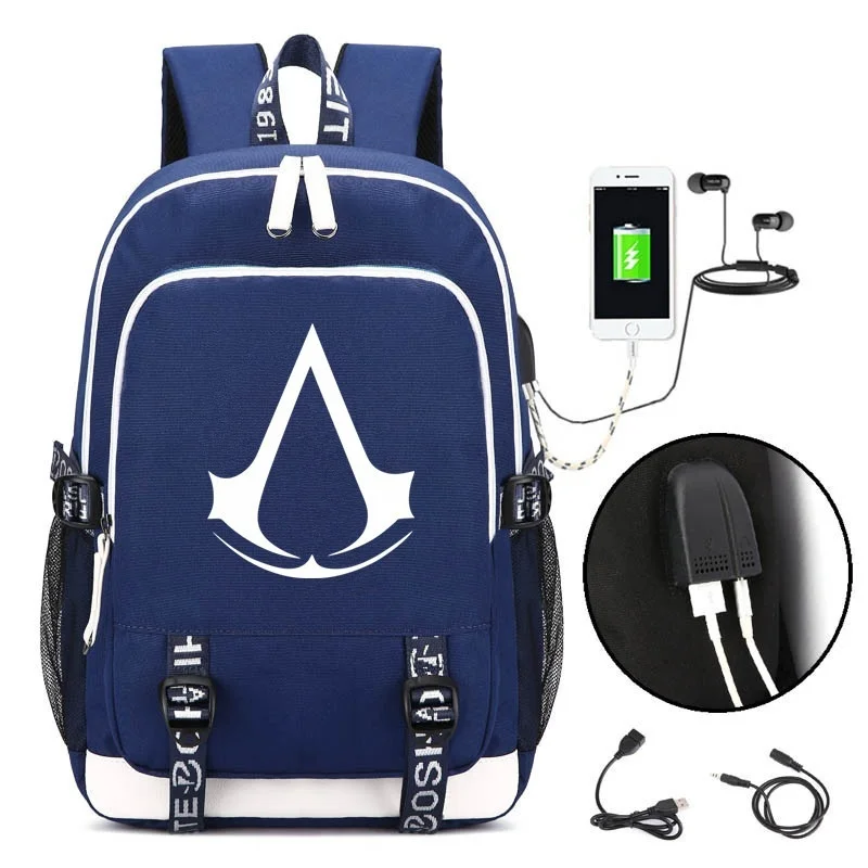 

Hot A-Assassin's Creeds Men Women Backpack Anti-theft USB Charging Travel Bag Students School Fashion Bag Laptop Backpack