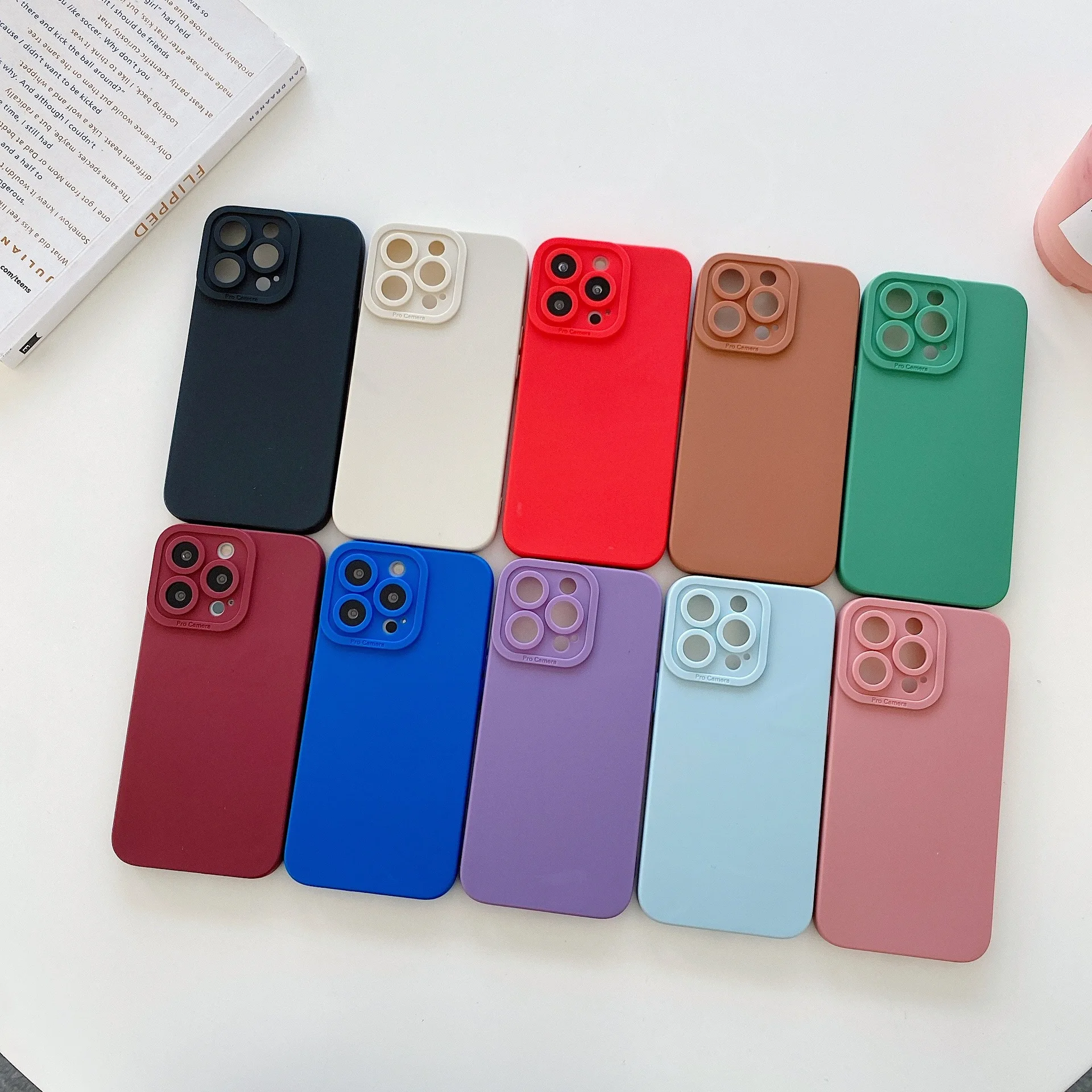 

Fashion Solid Color for Iphone 14 Pro Case Soft Organizers Silicone Phone Case Protection Camera Protection Case