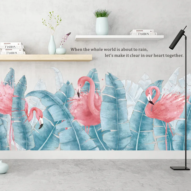 Self-Adhesive Wall Sticker Flamingo Plants Skirting Line Decals Murals Home Office Decoration Waterproof Paste Poster Wallpapers |