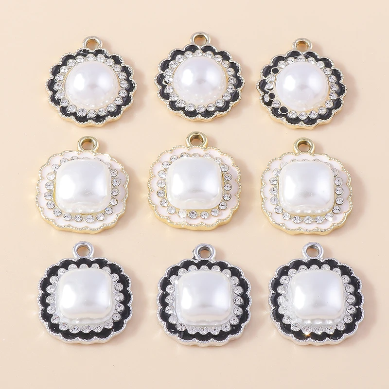 

5pcs Korean Exquisite Pearl Flower Charms for Dangle Earrings Bracelet Necklace Pendant Handmade DIY Wedding Jewelry Accessories