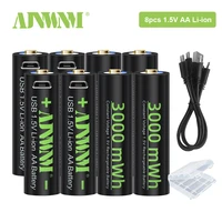 ajnwnm 1 5v aa usb rechargeable li ion battery 3000mwh batteries aa for remote control wireless mouse usb cable