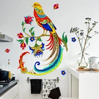 set of 4 phoenix colorful bird art mural wall sticker for home decor living room bedroom removable sticker flower decorate paper