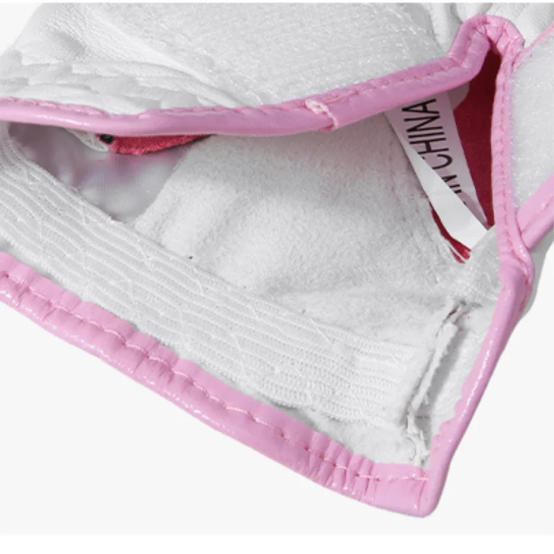 PGM 1 Pair Golf Gloves Women Kid Sheepskin White/pink Glove for Golf Protective Finger Training Breathable Anti-slip for Ladies