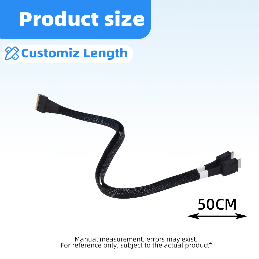 Фото Кабель SlimSAS SFF-8654 8i на SFF-8611, 1 на 2, MCIO x8, PCIe 4.0 X8 /x4+x4 Gen4, SFF-8639, SFF-8654, поддерживает разделение OCuLink U2 №5