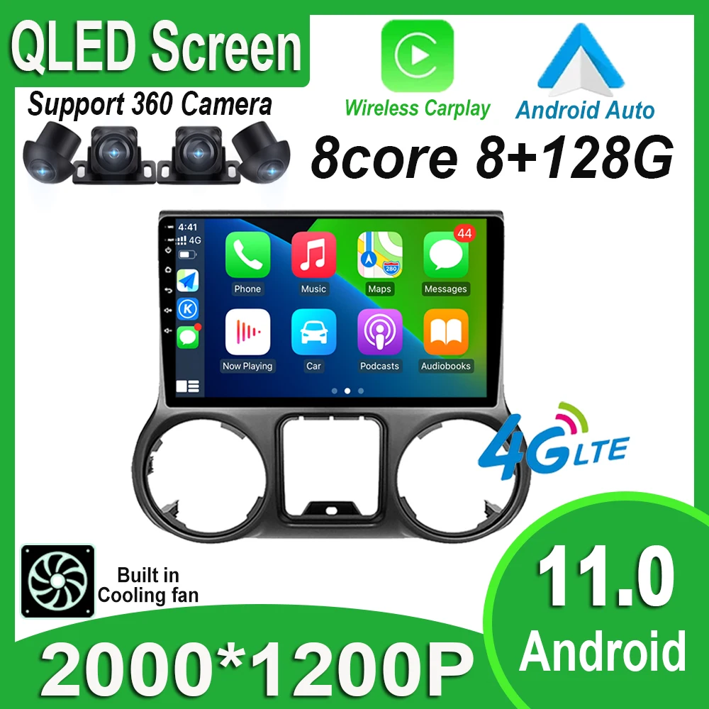 

QLED / IPS Screen Android 11 For Jeep Wrangler 3JK 2015 2016 2017 Car Player Radio Stereo GPS Navigation Multimedia Video 4G Lte