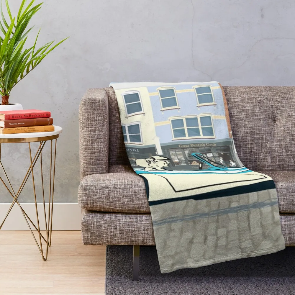 Healey Blue Over Ivory Ah 3000 – In 1959 Launch Promotion Style Weighted Fur Blanket Pom Throw |