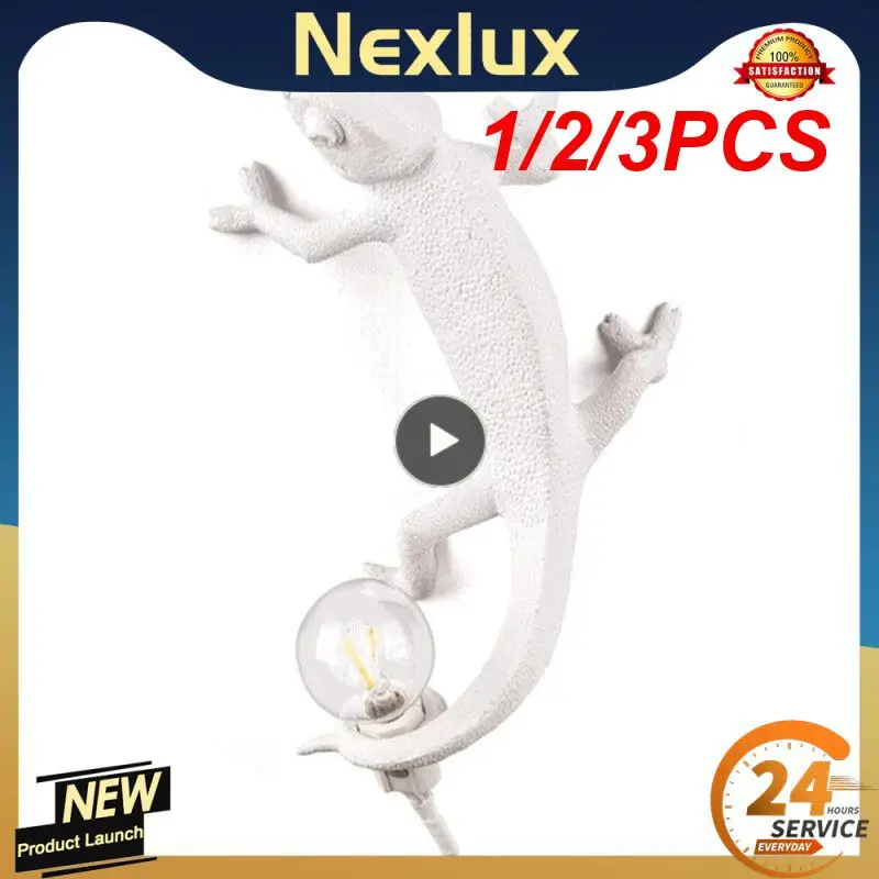 

1/2/3PCS Nordic chameleo Lizard Desk Light Modern Cute LED Resin Animal Chameleon Table Lamp Children Bedroom Bedside Deco Light