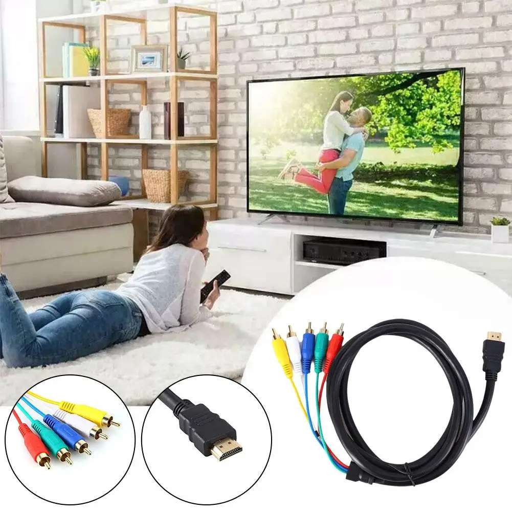 5 футов HDMI-совместимый штекер на 5-RCA RGB аудио-видео AV N золотой кабель с покрытием