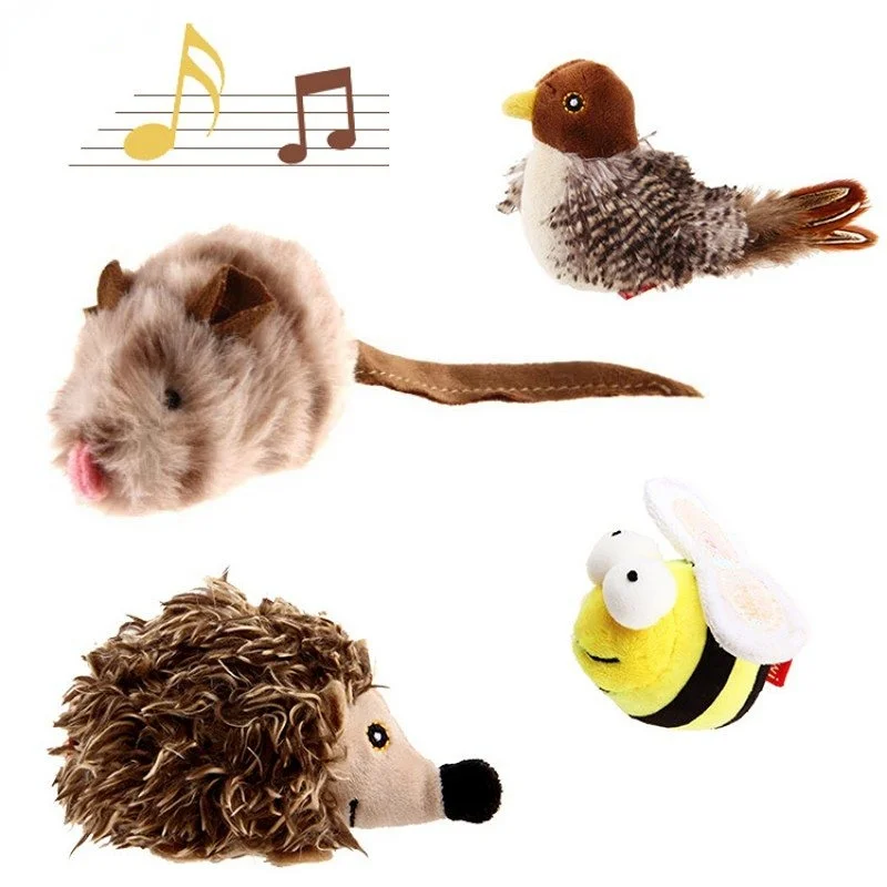 

Pet Cat Toy Sparrow Insects Mouse Shaped Bird Simulation Sound Oft Stuffed Toy Pet Interactive Sounding Plush Doll Pet Supplies