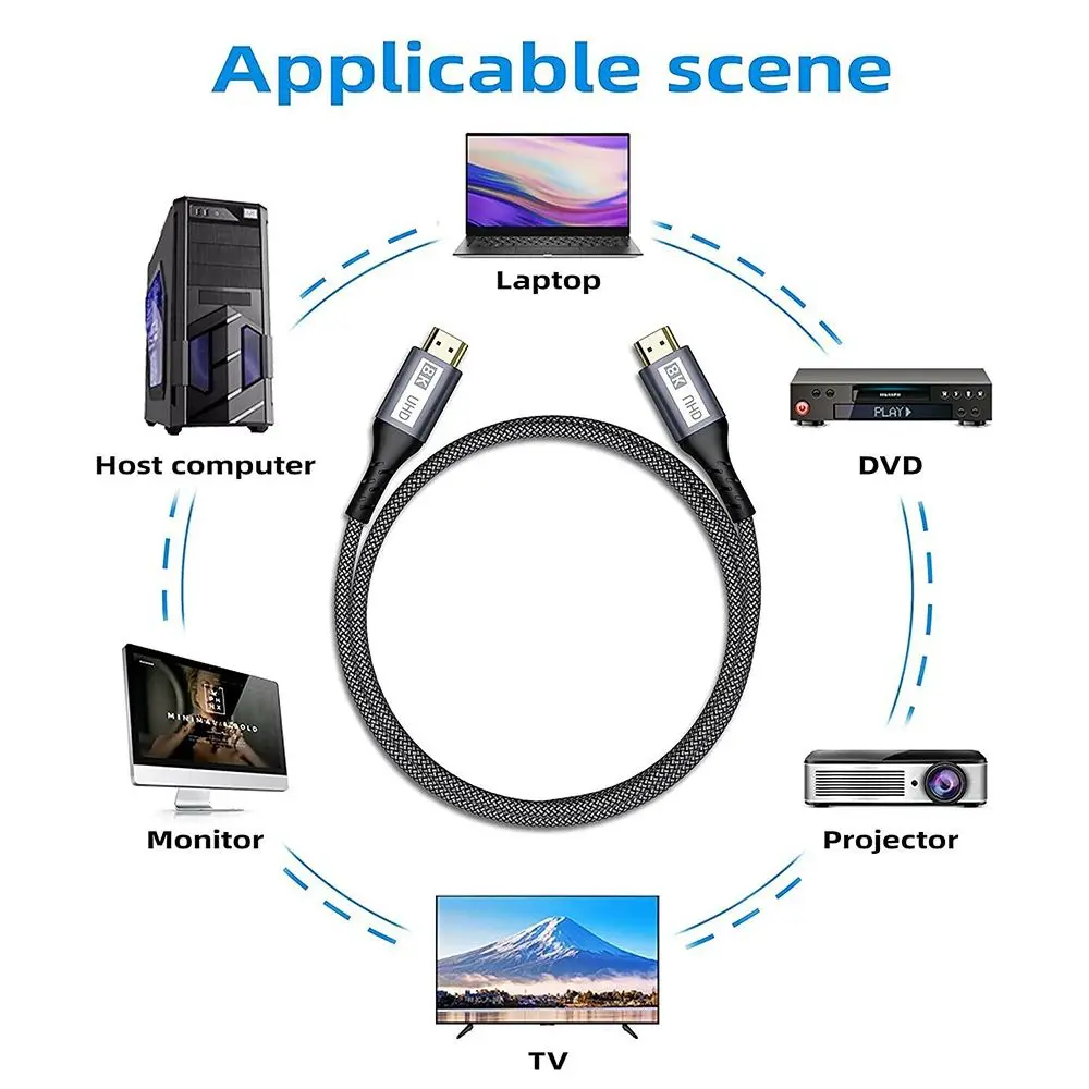 Кабель HDMI 2 1 Премиум 8K @ 60 Гц HDR 48 Гбит/с Ultra HD высокоскоростной шнур для ТВ