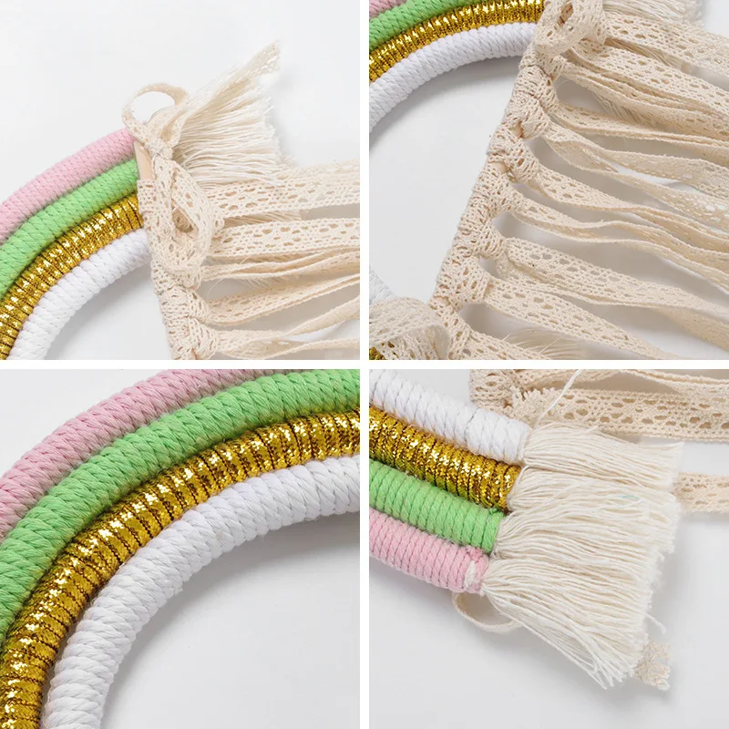 INS Weave Rainbow Baby Hair Clips Accessories Holder Princess Girls Hairpin Hairband Storage Pendant Jewelry Wall Ornaments