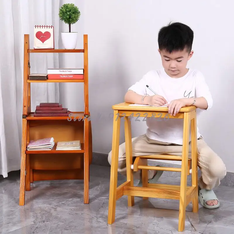 Многофункциональный складной лестничный стул из массива дерева лестница в