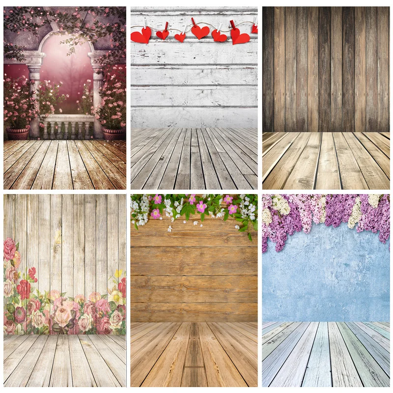 

Vinyl Custom Photography Backdrops Wall And Wood Floor Flower Planks Landscape Photo Studio Background 22517 MBD-01