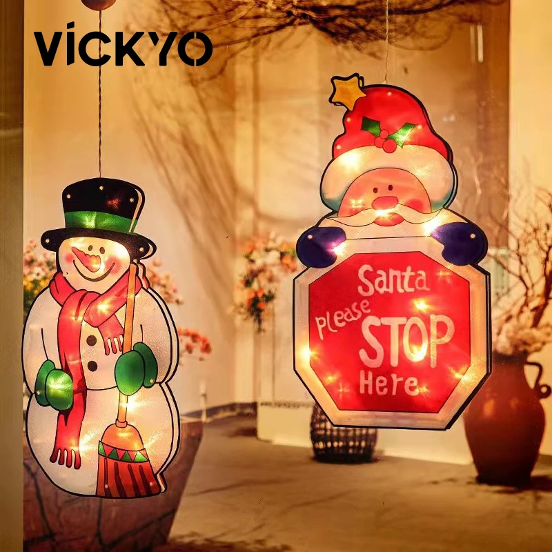 

VICKYO LED String Lights For Christmas Party Bedroom Patio Window Christmas Decoration Holiday Lighting 3D Sucker Hanging Lights