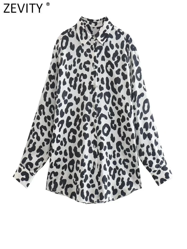 

Новинка от Zevity, Женская Сексуальная Мягкая атласная блузка с леопардовым принтом, Офисная Женская рубашка с длинным рукавом, шикарная женск...