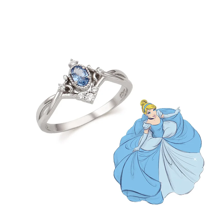 

Disney Princess Collection S925 Silver Ring Cinderella Lepe Princess Sweet Finger Ring High Quality Wedding Jewelry