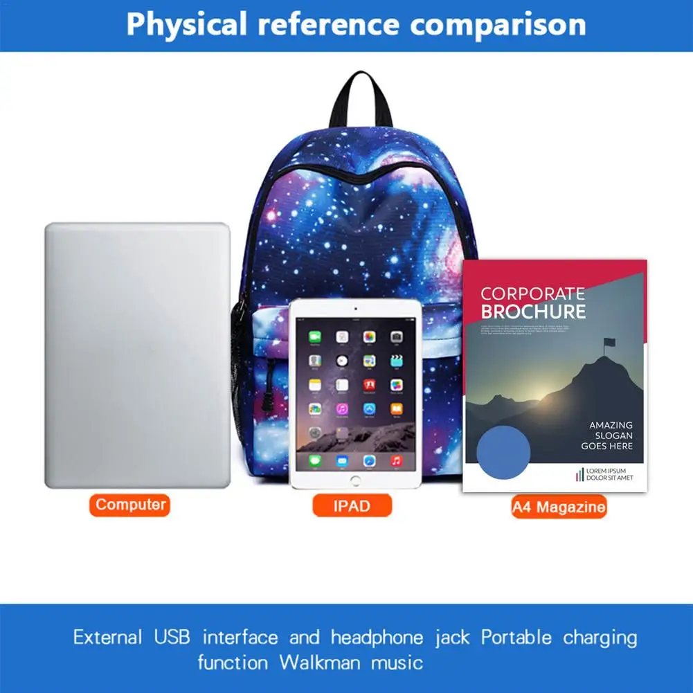 Galaxy Backpack School College Laptop USB Charging Port Backpack for Teenagers Boys Girls Bags Star Universe Space Bookbags