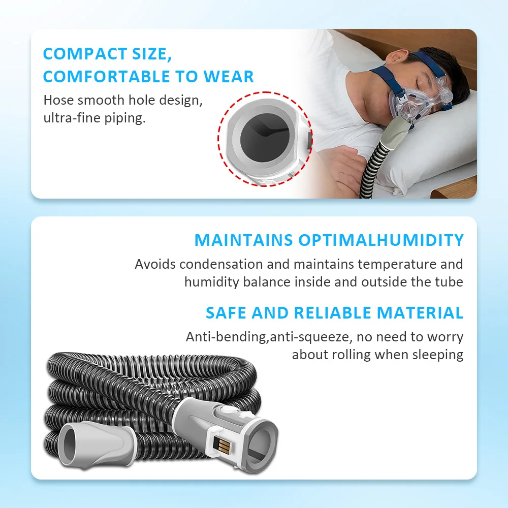 Фото Изолированный нагреваемый шланг S10 CPAP – сменная трубка для аппаратов S10 CPAP, конструкция против конденсации для лучшего воздушного потока и тепла №5