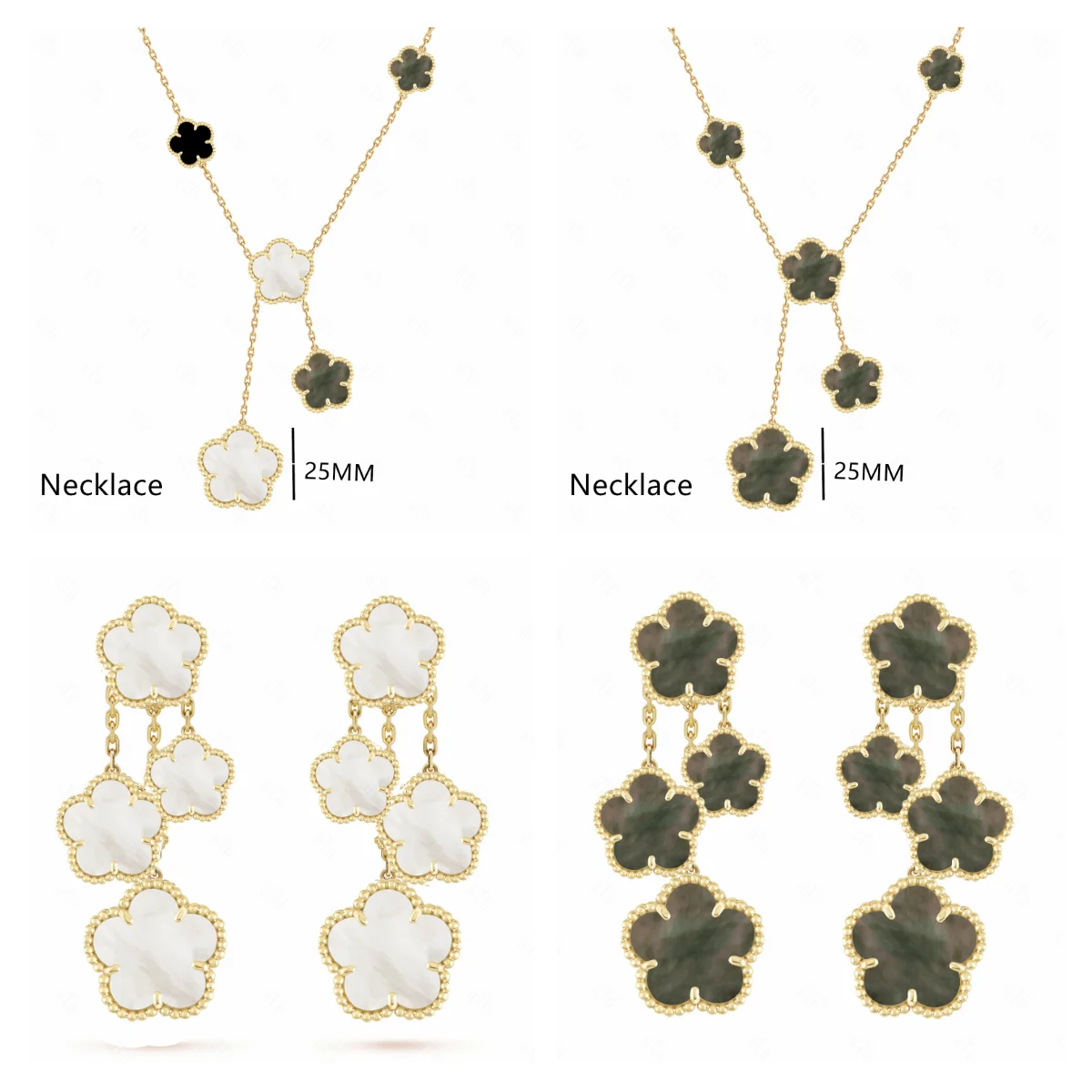 

Ожерелье и серьги в виде четырехлистного клевера, классический браслет с 5 цветами сливы и натуральным драгоценным камнем, бесплатная доставка