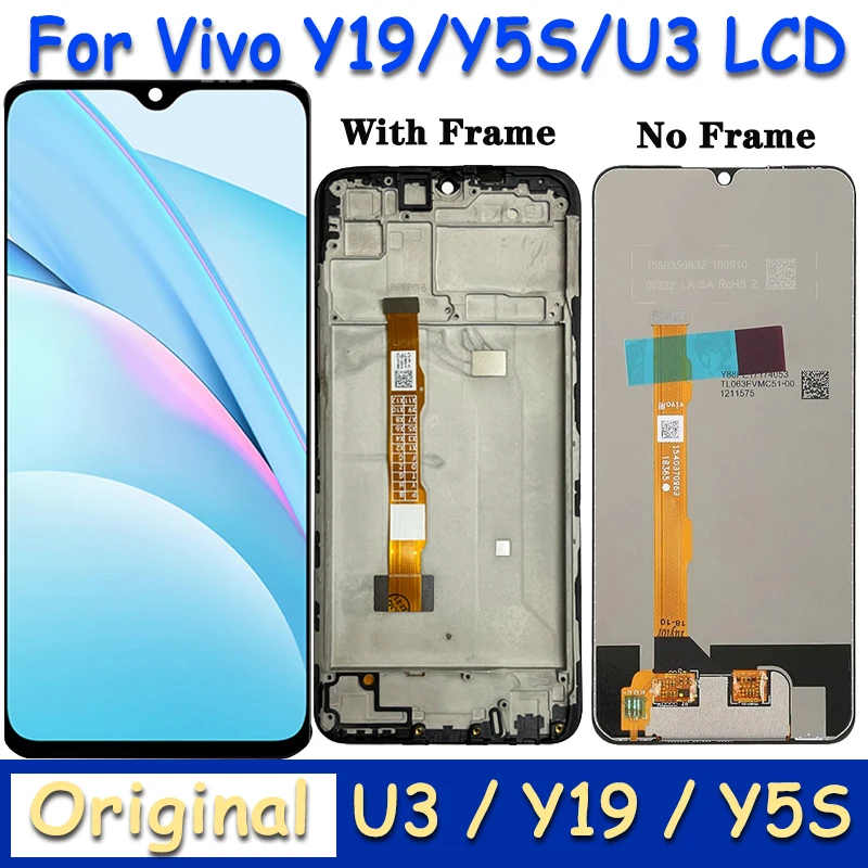 ЖК-дисплей 6,53 дюйма для VIVO Y19, Y5S, Z5i, U3, U20, 1915, V1934A, V1941A, сенсорный экран, дигитайзер в сборе, запасные части, оригинал