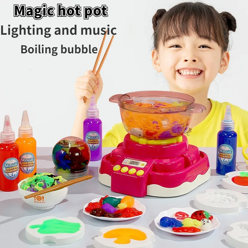 

Children Play House Toys Mini Kitchen Simulation Magic Fire Cooker Real Cooking Toys